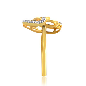 Encantador anillo de oro de 14 quilates con dos corazones entrelazados adornados con diamantes, banda delicada, joyería de lujo para mujer - Product Image 3