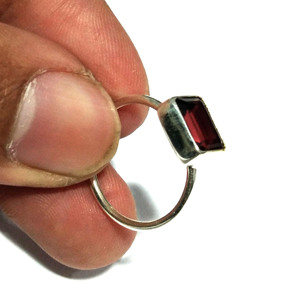 Bague en argent sterling 925 avec pierre précieuse grenat naturel, grenat rouge taille carrée, style bohème, bague de déclaration de mariage, bijoux faits à la main - Product Image 3