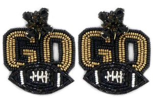 Pels 504 Boucles d'oreilles brodées de perles longues, perles de rocaille GO, strass, motif étoile tendance, nouveau, idées cadeaux pour le football universitaire et les mariages - Product Image 2
