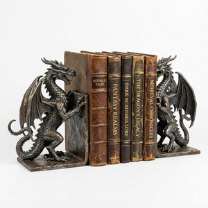 Vintage Metal Bookends with Custom Logo | Antique Bronze Finish | Heavy Duty <b>Book</b> Stand | Wholesale Supplier - Product Image 1