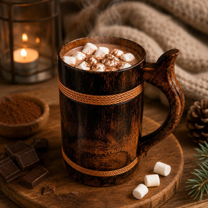 <b>Wooden</b> Beer Mug-100% Handcrafted Viking <b>Tankard</b>-Eco-Friendly Luxury-Includes Medieval Gift Sack Custom - Product Image 4