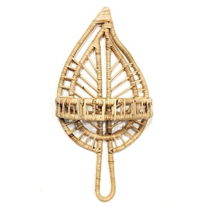 Leaf Shaped Rattan <b>Wall</b> <b>Mounted</b> Single Layer 35cm Handmade <b>Plant</b> Holder Hanging Rack 2 Bars for Bathroom Kitchen Living Room - Product Image 2