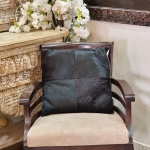 Luxury Cowhide Pillow Black <b>White</b> Geometric Pattern Decorative Accessory Fashionable Leather <b>Throw</b> Pillow - Product Image 4