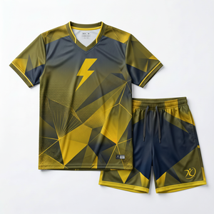 ชุดเสื้อและกางเกงวอลเลย์บอลสีแดงนีออนแบบกำหนดเองขายส่ง OEM ชุดทีมกันหดตัว ชุดกีฬาซับลิเมชั่น - Product Image 1