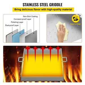 Plancha Rectangular Universal de Acero Inoxidable de 18 x 16 Pulgadas para Parrilla de Carbón/Gas, con 2 Asas y Rejilla para Grasa - Product Image 4