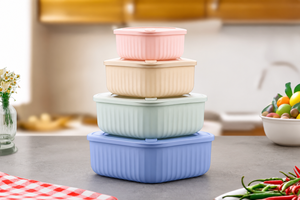 Juego de Recipientes para Almacenamiento de Alimentos GREENSIDE, 3 Recipientes Cuadrados Transparentes con Tapa Ventilada, Apilables, Libres de BPA, Aptos para Refrigerador - Product Image 2