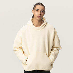 Sweat-shirt à capuche surdimensionné pour homme, couleur unie, en molleton de coton, décontracté, manches régulières, pour l'automne - Product Image 4