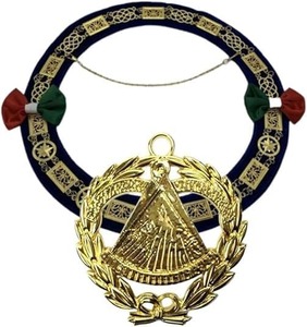 Masonic Regalia Grand Lodge Round <b>Metal</b> Chain <b>Collar</b> Gold Masonic Chain <b>Collar</b> with Grand lodge Grand Master Gold jewel - Product Image 1