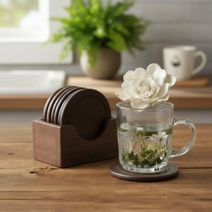 Juego de posavasos redondos de madera modernos, resistentes al calor, protectores de mesa para decoración del hogar al mejor precio - Product Image 5