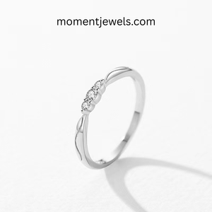 S925 Sterling <b>Silver</b> Zircon <b>Ring</b> Rhodium Plated Wedding Band Three Stone Fine <b>Ring</b> for Women - Product Image 2