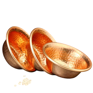 Bol de service en cuivre poli à la main, design vintage, plat en métal pour la présentation des aliments, bols décoratifs en cuivre en solde - Product Image 6