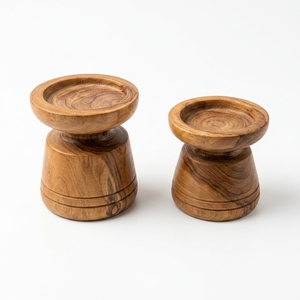 Juego de Portavelas de Madera de Teca, Soporte para Velas de Pilar, Hecho a Mano, Decorativo, Accesorio para el Hogar, Adorno - Product Image 1