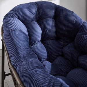 Fauteuil à bascule d'extérieur en rotin bleu marine avec coussin rembourré pour véranda, salon, patio, jardin - Product Image 3