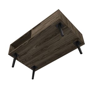 Tavolino da Caffè con Finitura Noce Scuro, Un Cassetto e Un Ripiano Aperto, Quattro Gambe Design Bull - Product Image 2