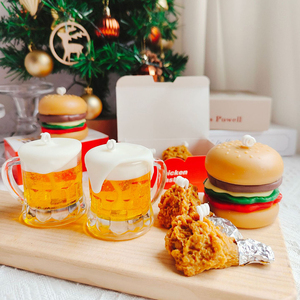 Dễ thương sáng tạo bánh hamburger chiên gà bia nến cho bữa tiệc kỳ nghỉ món quà Xmas Thực phẩm hình nến đậu nành sáp thơm trang trí nội thất nến - Product Image 1