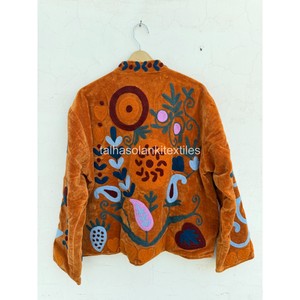 Uzbek <b>Women's</b> <b>Velvet</b> <b>Jacket</b> Handmade Floral Embroidery <b>Jacket</b> Inside Cotton Lining <b>Jacket</b> With <b>Women</b> Winter <b>Jacket</b> - Product Image 3