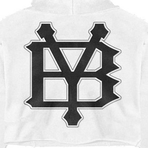 Sudadera con capucha corta blanca para hombre, estilo oversize, con cremallera, estilo urbano, con estampado digital de logo gótico grande en el bolsillo delantero - Product Image 5