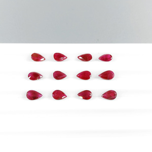 Rubis naturels de Birmanie non traités, formes poire calibrées 6x4mm, pierres précieuses de rubis naturelles facettées en vrac pour la fabrication de bijoux, prêtes à l'emploi - Product Image 3