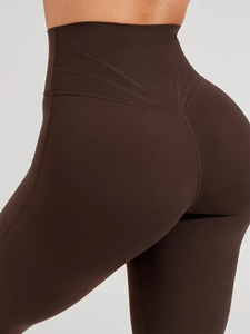 Leggings de sport personnalisés pour femme, taille haute, évasés, tricotés, couleur unie, effet push-up fessier, pour yoga, gym et fitness - Product Image 4