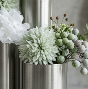 Modern Stainless Steel Tabletop <b>Vase</b> Set Silver Metal <b>Cylinder</b> Flower Pot For Wedding Home Decor - Product Image 2
