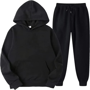 Unisex Custom Logo Winter Fleece Tracksuit Two Piece Outfit <b>Hoodie</b> and Jogger Sweatpants Set With <b>Printed</b> Logo for Men Women - Product Image 1