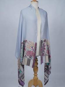 Châle en cachemire et laine fine VIC pour femme, élégant, avec bordure florale tissée, doux, chaud, de qualité supérieure, 70 x 200 cm - Product Image 2