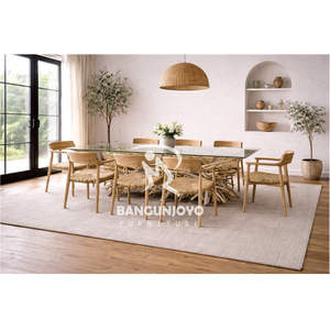 Juego de Comedor de Lujo con Mesa Cuadrada de Raíz de Teca para 6-8 Personas, Estructura de Madera Sólida, Diseño Moderno, Cubierta de Vidrio Templado, Muebles para Comedor - Product Image 3