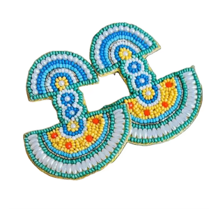 ต่างหูปักลูกปัดสำหรับเทศกาลและงานต่างๆ ดีไซน์ดอกไม้รักษ์โลก เครื่องประดับทอมือสำหรับงานปาร์ตี้ โดย MD HANDICRAFTS - Product Image 1