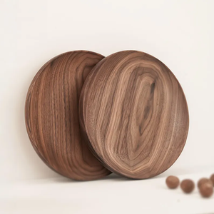 Plato de Madera Natural, Bandeja Redonda Minimalista para Servir, Estilo Artesanal, Decoración Ecológica para Cocina - Product Image 1