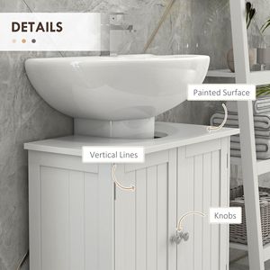 Mobile Bagno Moderno in Legno Massello/PVC con 2 Ante e Ripiano per Lavabo a Colonna Bianco - Qualità Alberghiera - Product Image 6