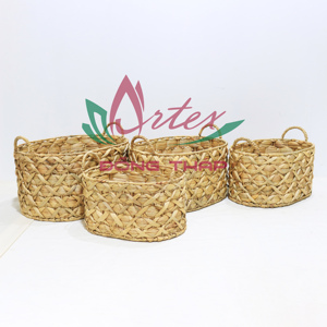 Natural <b>Wicker</b> Storage <b>Basket</b> Seagrass Water Hyacinth Organizer Bin with Handle for Home Vanity Decor - Product Image 5