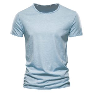 Camiseta de Hombre Blanca, Corte Regular, Cuello en V, Manga Corta, 100% Algodón, Estilo Hip Hop, Jersey con Patrón, Tejido Liso Teñido, Secado Rápido - Product Image 6