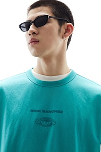 เสื้อยืดแขนครึ่งคอกลมสำหรับผู้ชายพิมพ์ลายสำหรับ100% ทรงหลวมใส่สบายคอตตอนถักไหล่220กรัม - Product Image 3