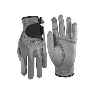 Guantes de golf de cuero genuino, antideslizantes, transpirables, con correa de muñeca ajustable, unisex, deportivos, color gris, para adultos - Product Image 1