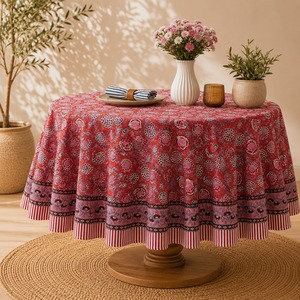 Floral Printed Cotton <b>Tablecloth</b> | Elegant Dining Table Cover for Home Kitchen Party Wedding & Hotel | Washable Decorative Table - Product Image 3