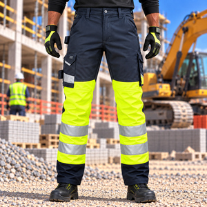Pantalones de Trabajo de Alta Visibilidad para Hombre con Franjas Reflectantes, Pantalones de Seguridad con Bolsillos Laterales para Construcción y Minería - Product Image 2