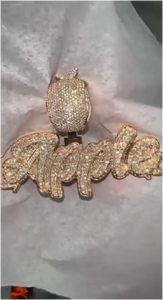 Collection de bijoux fins : Pendentifs personnalisés en forme de lettre avec moissanite VVS et diamants entièrement sertis, collier avec initiale ou nom - Product Image 2