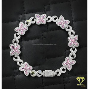 Stylish Classic Butterfly Link Tennis <b>Bracelet</b> Pink Gemstones Lab Grown Diamonds Rose Gold 925 Sterling Silver Iced <b>Infinity</b> - Product Image 3