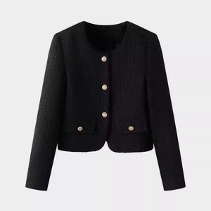 Blazer Corto Transpirable de Invierno para Mujer, Cuello Redondo, Estilo Francés, Lavado, con Cinturón, Elástico y Grueso - Product Image 5