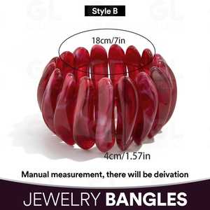 Artistic Acrylic Resin Unisex Round Shape Casting Technique Jewelry Bangles Fashion Statement Bracelets Red Color - Product Image 3