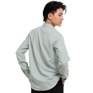 Chemise habillée rayée à manches longues pour homme, 100 % coton popeline, infroissable, col rabattu, style décontracté chic, manches longues, pour le printemps - Product Image 6