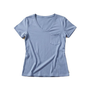 Camiseta de Mujer con Cuello en V y Bolsillo, Algodón Suave, Corte Holgado, Bolsillo en el Pecho, Camiseta Básica Informal, Servicio Personalizado OEM/ODM, Venta al Por Mayor - Product Image 4