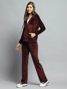 Conjunto Deportivo de Terciopelo para Mujer, con Capucha, Corte Holgado, Color Sólido, Informal, con Bolsillos, para Todas las Temporadas, 100% Poliéster - Product Image 4