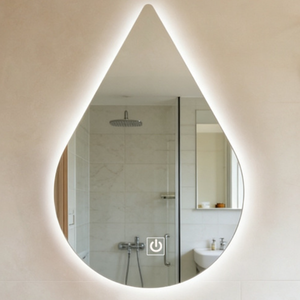 Miroir de salle de bain en verre LED Daystar Trade Teardrop, à fixation murale, interrupteur tactile, design moderne minimaliste - Product Image 2