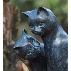 Sculpture de chats anciens verts, décoration de jardin, décoration de ferme, accessoires, paire de statues de chats vintage pour la pelouse, décoration de ferme - Product Image 5