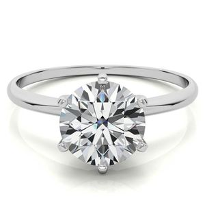 Anillo Solitario de Moissanita con Corte Brillante, Chapado en Oro de 14K, Plata de Ley 925, Joyería de Lujo Clásica para Compromiso, Boda, Aniversario o Promesa - Product Image 1