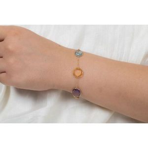 18K Gold Multi Gemstone Fine Charm <b>Bracelet</b> - Product Image 4