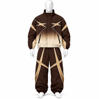 Ensemble survêtement jogging deux pièces en polyester avec veste coupe-vent zippée en nylon et pantalon, personnalisable avec logo, modèle 2026, en vente
