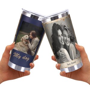 20oz Stainless Steel Tumbler Double Wall Insulated Keep <b>Hot</b> Cold Travel Mug With Photo Print Best Friend Design - Product Image 2