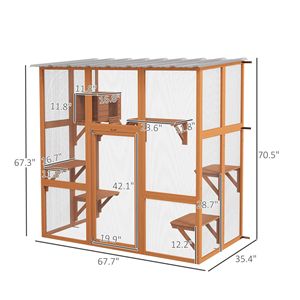 Recinto per Gatti da Esterno Orange Catio con Tetto Protettivo e Tiragraffi per 1-2 Gatti, Arredamento per Animali Domestici - Product Image 3